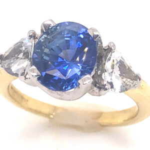 Large Oval Blue & White Sapphire (H)* Ring 18KYG/PLAT 5.50 ctw