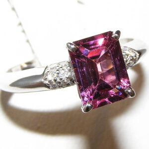 BV Elegant Emerald Cut Rhodolite (N)*Diamond Ring 14KWG 2.07 ctw