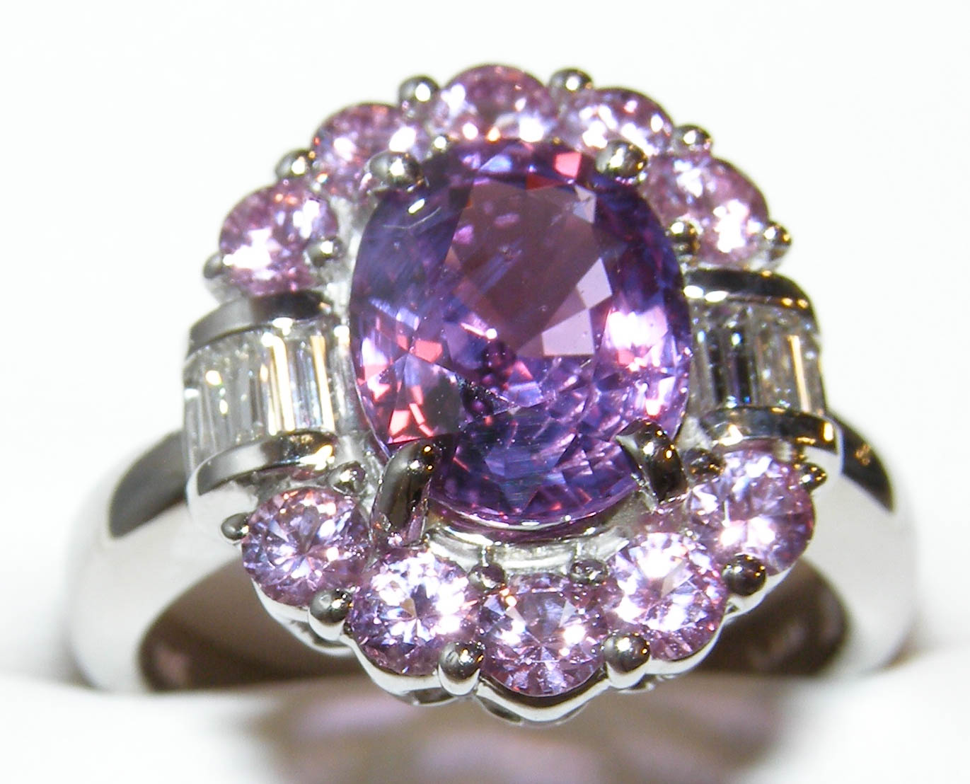 AGL Cert. Lavender & Pink Sapphire(H)*Diamond Ring 14kWG 5.34btw