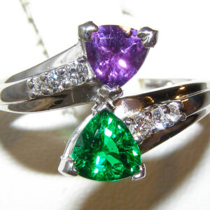 Tsavorite(N)* Purple Sapphire(H)* Diamond Ring 14KWG1.88 ctw