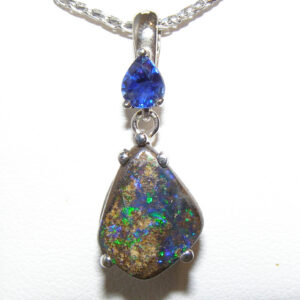 Ceylon Sapphire (H)* Boulder Opal (N)* Pendant 14KWG