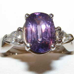Large GIA Cert. Unheated Purple Sapphire Dia PLAT Ring 4.35 ctw