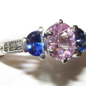 Pink (H)* Half Moon Blue (H)* Sapphire Ring 18KWG 2.40 ctw