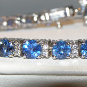 Exquisite Ceylon Sapphire(H)*Diamond Tennis Bracelet 18KWG9.62ct