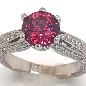 GIA Cert. Bright Red Spinel (N)* Diamond Ring 18KWG 2.31 ctw