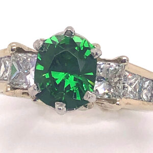 Rich Green Tsavorite (N)* Diamond Ring 18KWG/PLAT 2.78 ctw