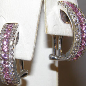 Gorgeous Ceylon Pink Sapphire (H)* Diamond Earrings18KWG 2.16ctw