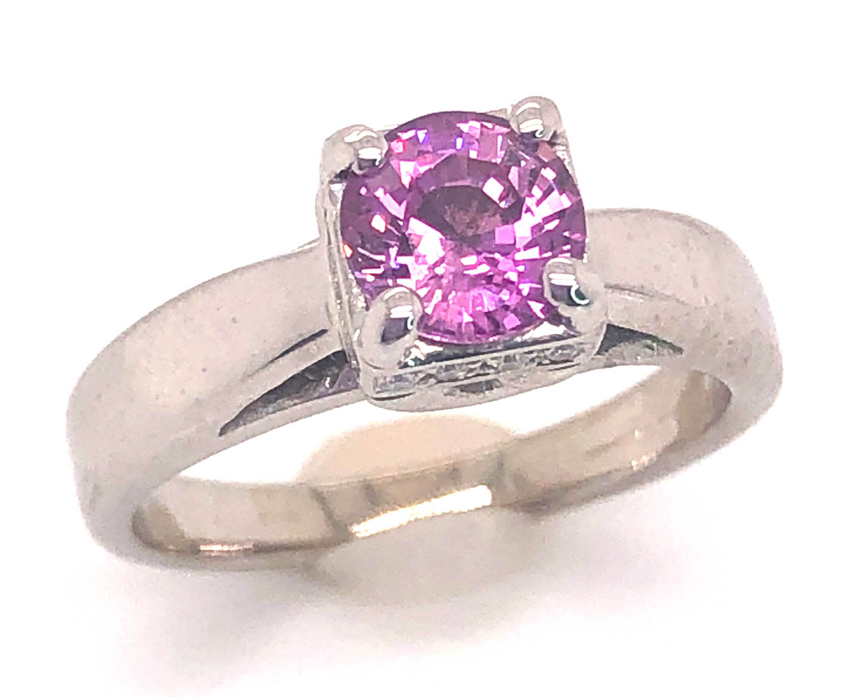 Ceylon Pink  Sapphire (H)* Diamond Ring 14KWG 1.38 ctw