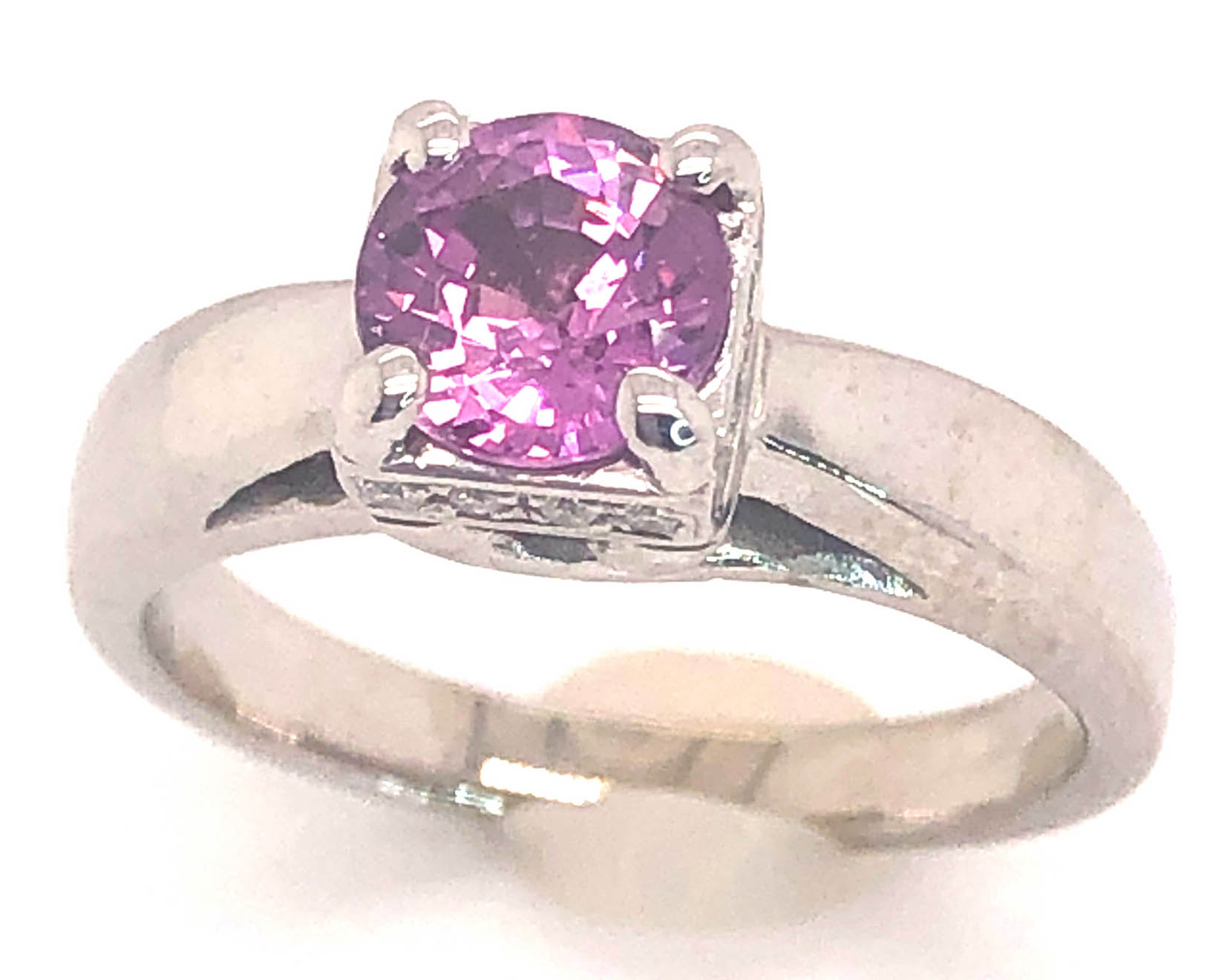 Ceylon Pink  Sapphire (H)* Diamond Ring 14KWG 1.38 ctw