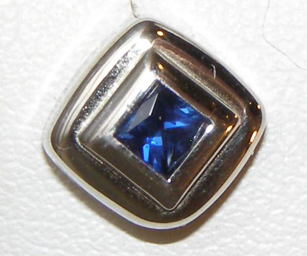 Elegant BezelPrincess TOP Blue Sapphire (H)* Studs 14KWG 0.50ctw