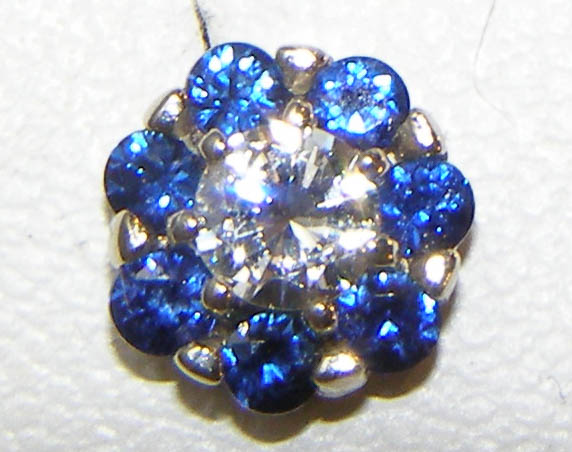 AAA+ Ceylon Sapphire Diamond (N)* Studs 14KWG 1.15 ctw