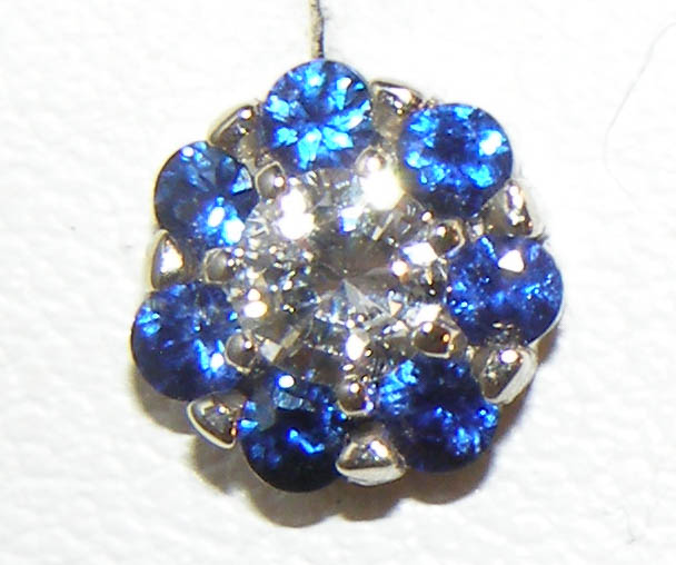 AAA+ Ceylon Sapphire Diamond (N)* Studs 14KWG 1.15 ctw