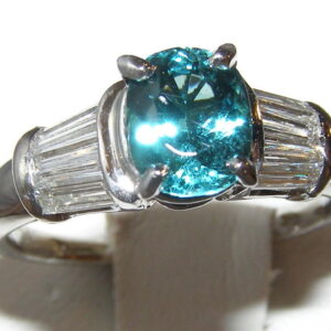 Rare Blue Tourmaline (N)* Diamond Platinum Ring 2.04 ctw