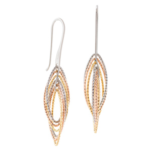 Sterling Silver Rose Gold Finish Oval Twist Earring