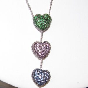 Beautiful Tsavorite Sapphire(H)* Heart Necklace14KWG 3.00 ctw