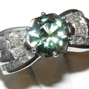 Rare Octagon Tourmaline (N)* Diamond Ring 14KWG 3.42 ctw