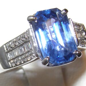GIA BEST Ceylon Sapphire (H)*Diamond Ring 14KWG4.75 ctw