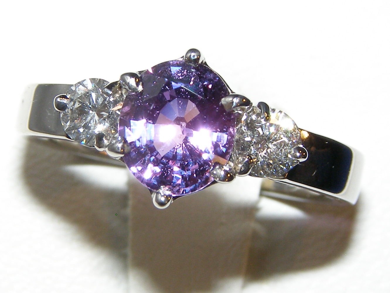 Unheated Cert. Purple Sapphire Diamond Ring 18KWG 2.52 ctw