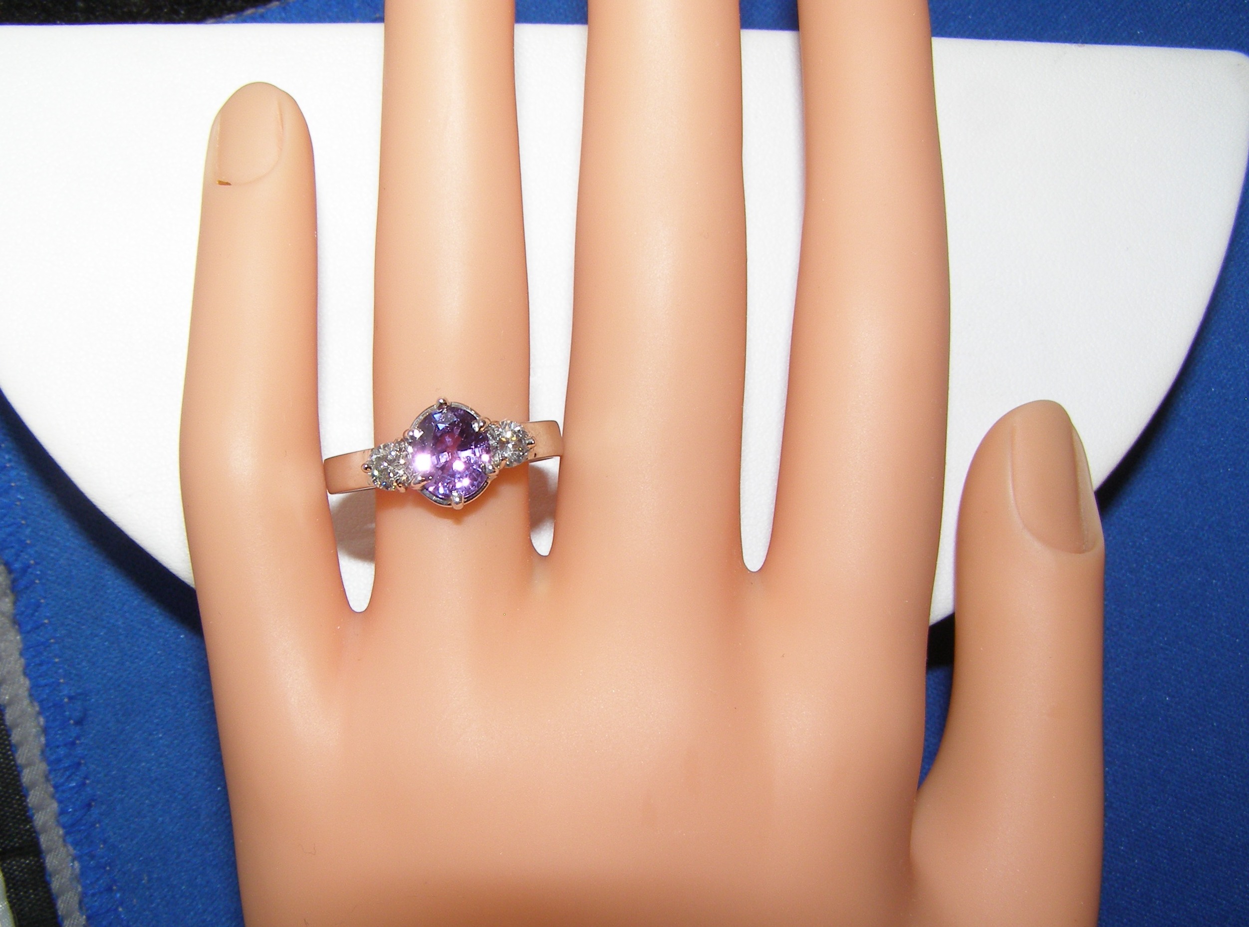 Unheated Cert. Purple Sapphire Diamond Ring 18KWG 2.52 ctw
