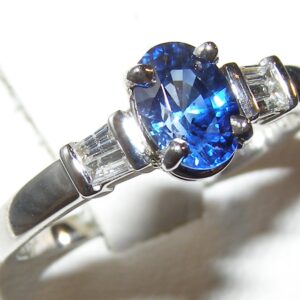 Traditional Design Sapphire (H)* Diamond Ring Platinum 1.19 ctw
