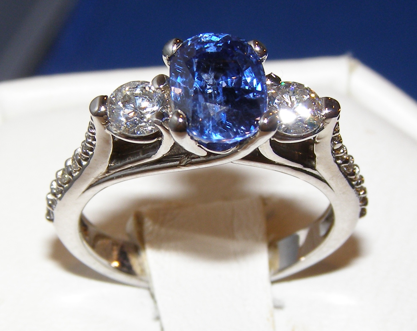 Gorgeous Ceylon Sapphire (H)* Diamond Ring 18KWG 2.86 ctw - Color Symphony