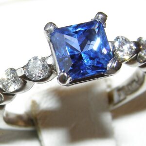 Cornflower Blue Sapphire (H)* Diamond Platinum Ring 1.65 ctw