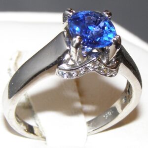 Simon G. Designer CERT. Sapphire (H)*Diamond Ring 18KWG 1.56 ctw