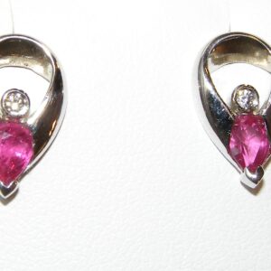 Sophisticated Pear Ruby (H)* Diamond Earrings 18KWG 0.94 ctw