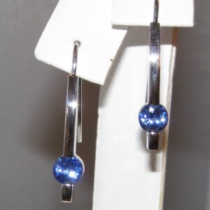 Stylish Bar Drop Ceylon Sapphire (H)* Earrings 14KWG 1.16 ctw
