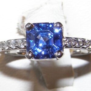 Jeff White Cut Asscher Sapphire (H)* Diamond Ring 18KWG 2.97 ctw