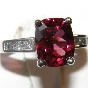 Super RED Rhodolite (N)* Diamond Ring 14KWG 2.30 ctw