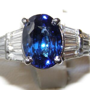 LARGE AGL Sapphire (H)* Diamond Platinum Ring 4.94 ctw