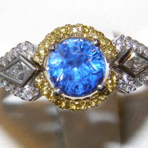 Simon G. Cert. Unheated Sapphire Diamond Ring 18KWG 2.07 ctw