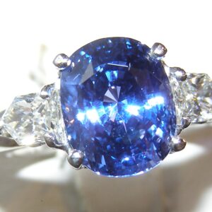 UNHEATED AGL Sapphire Diamond Platinum Ring 5.2 ctw