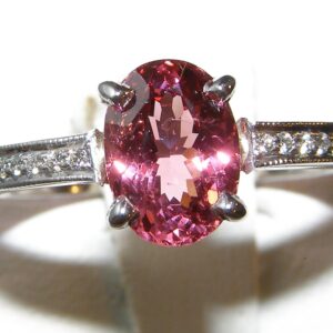 Vibrant Pink Spinel (N)* Diamond Ring 14KWG 2.34 ctw