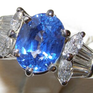 AGL Ceylon Sapphire (H)* Platinum Diamond Ring 6.50 ctw