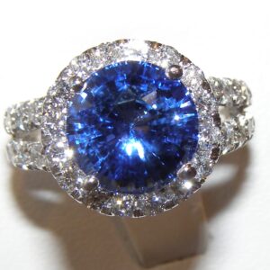 GIA TOP Ceylon Blue Sapphire(H)*Diamond Ring 14KWG 6.96ctw