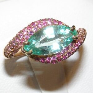 Designer Paraiba(N)* Pink Sapphire(H)* Rose Gold 14K Ring3.05ctw