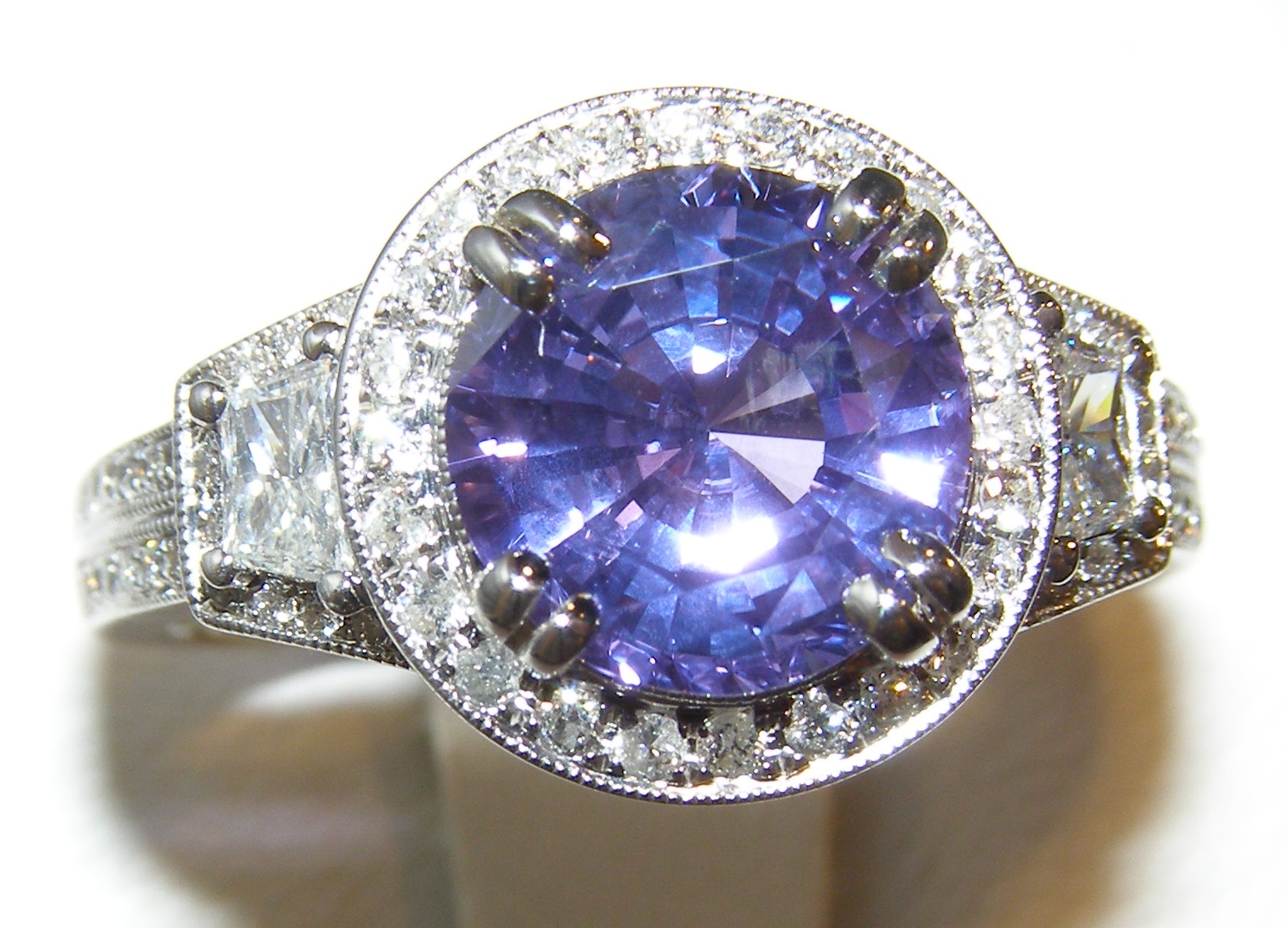 GIA Cert. Purple Sapphire (H)* Dia Ring 18KWG 3.93ctw