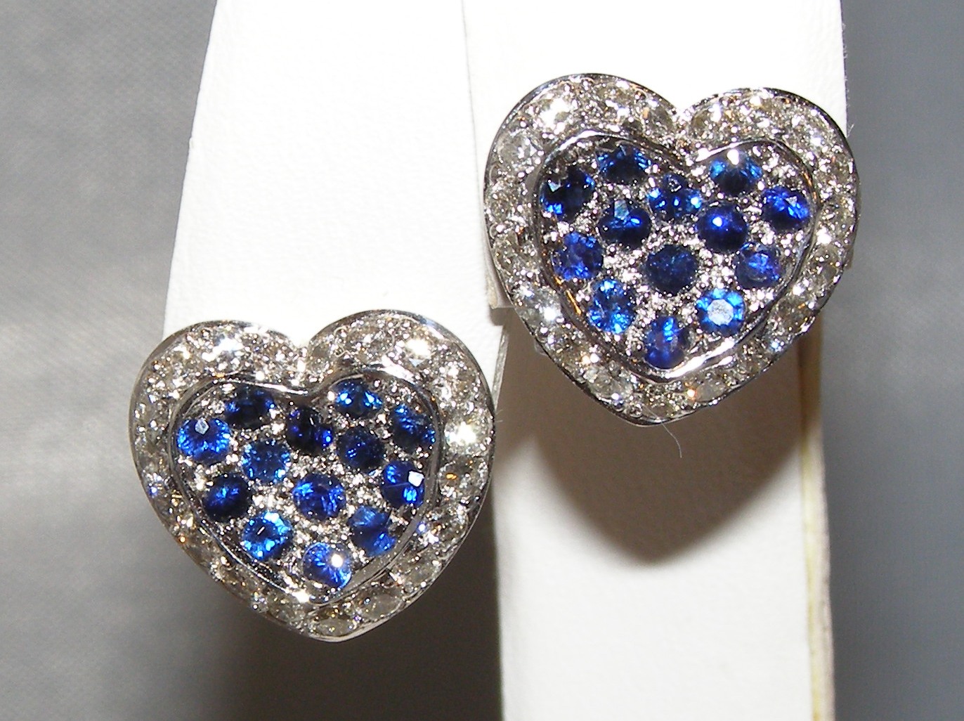 Pave Bright Blue Sapphire (H)* Diamond Earrings 18KWG 2.02 ctw