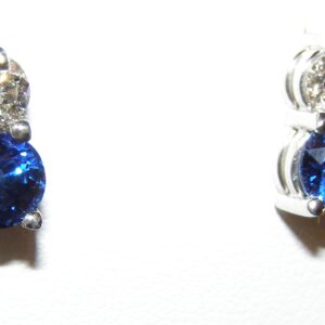 Quality Ceylon Sapphire(H)*Diamond Studs 18KWG 2.22 ctw