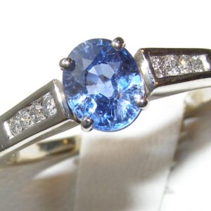 Traditional Style Blue Sapphire(N)*Diamond Ring 14KWG1.70ctw