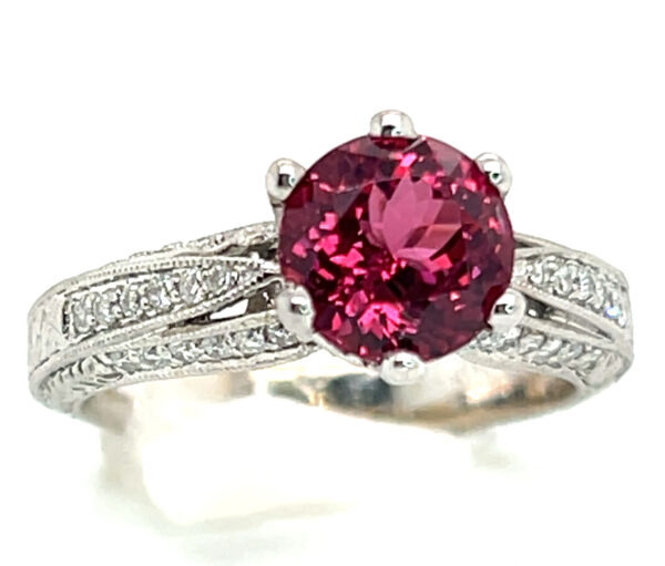 GIA Certified Bright Red Spinel (N)* Diamond Ring 18KWG 2.31 ctw