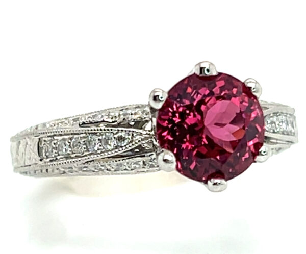 GIA Certified Bright Red Spinel (N)* Diamond Ring 18KWG 2.31 ctw - Image 3