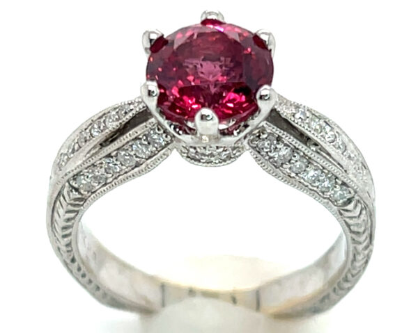 GIA Certified Bright Red Spinel (N)* Diamond Ring 18KWG 2.31 ctw - Image 5