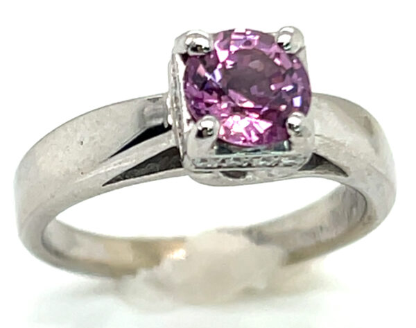 Ceylon Pink  Sapphire (H)* Diamond Ring 14KWG 1.38 ctw - Image 2