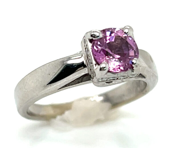 Ceylon Pink  Sapphire (H)* Diamond Ring 14KWG 1.38 ctw - Image 3