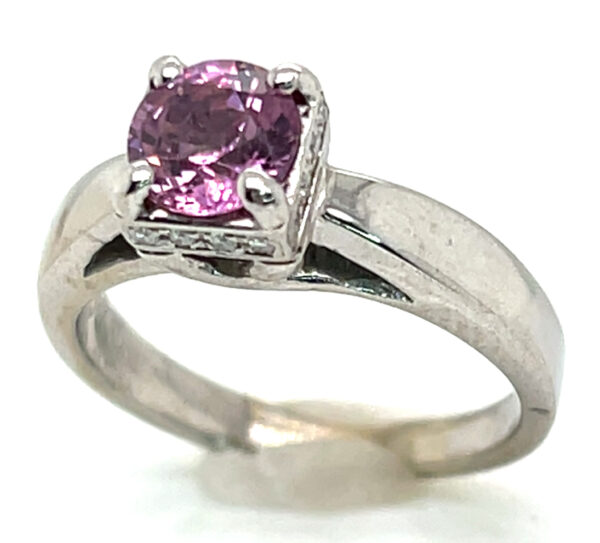 Ceylon Pink  Sapphire (H)* Diamond Ring 14KWG 1.38 ctw - Image 4