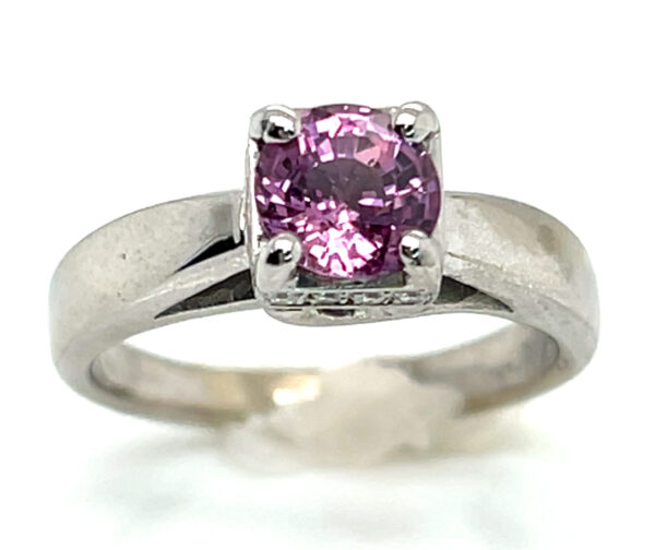 Ceylon Pink  Sapphire (H)* Diamond Ring 14KWG 1.38 ctw - Image 5