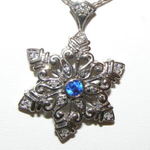 Snowflake Sapphire (H)* Diamond Pendant 14KWG 0.75ctw